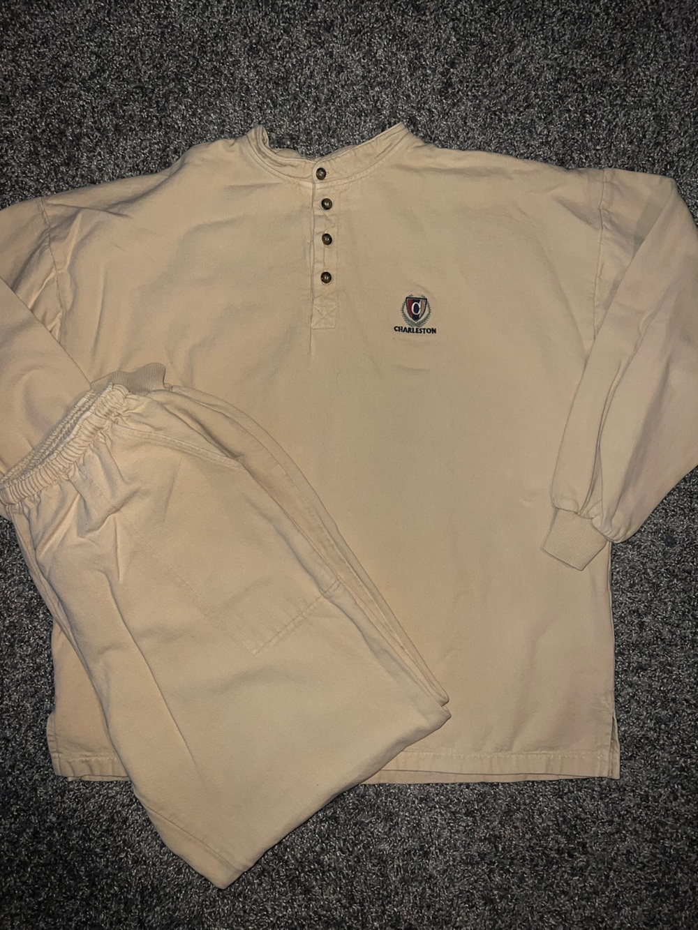 Men’s Cream Henley Sweatsuit
